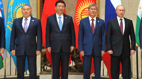 Summit of the Shanghai Cooperation Organization (SCO) at the Ala-Archa state residence in Bishkek, on September 13, 2013.  (VYACHESLAV OSELEDKO/AFP/Getty Images)
