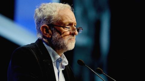 Labour party leader Jeremy Corbyn addresses the TUC Conference at The Brighton Centre on September 15, 2015 in Brighton, England. (Mary Turner/Getty Images)