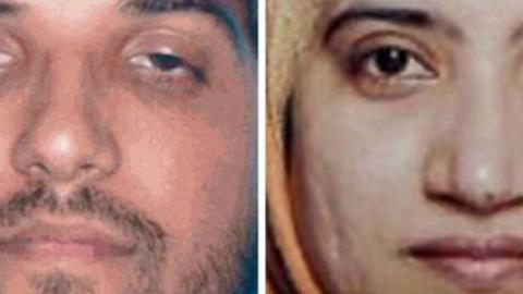 San Bernardino shooting suspects Syed Rizwan Farook, 28, and wife Tashfeen Malik, 27, in undated mug shots. (FBI Handout)