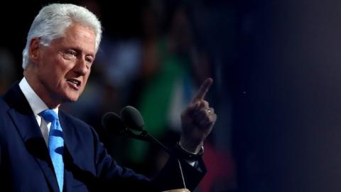 Former US President Bill Clinton delivers remarks on the second day of the Democratic National Convention at the Wells Fargo Center, July 26, 2016 in Philadelphia, Pennsylvania. (Jessica Kourkounis/Getty Images)