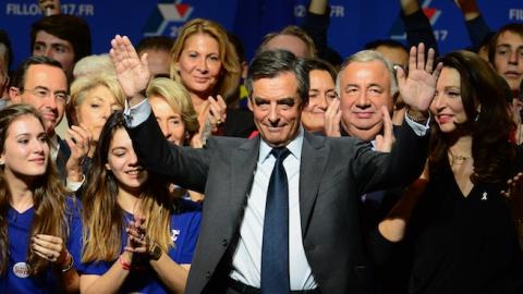 Former French Prime Minister Francois Fillon candidate of the party 'Les Republicains' at the Exhibition Park of the Porte de Versailles on November 25, 2016 in Paris, France. (Frederic Stevens/Getty Images)