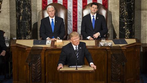 President Trump addresses a joint session of Congress, February 28, 2017 (Samuel Corum/Anadolu Agency/Getty Images)
