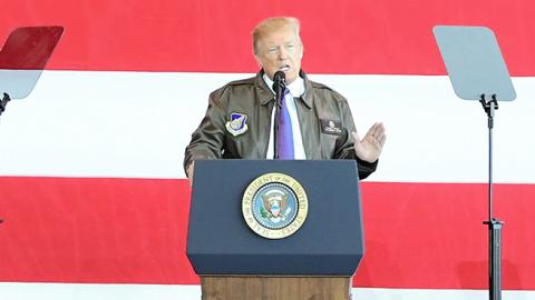 President Trump addresses U.S. military personnel in Japan, November 5, 2017 (Asahi Shimbun via Getty Images)