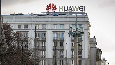 The Huawei logo is seen in the center of Warsaw, Poland on January 15, 2019. (Photo by Jaap Arriens/NurPhoto via Getty Images)