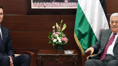 Palestinian President Mahmoud Abbas (R) meets with Jared Kushner, Senior Advisor to U.S. President Donald Trump, on June 21, 2017 in Ramallah, West Bank. (Getty Images)