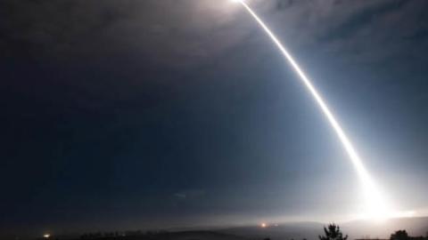 An unarmed Minuteman III intercontinental ballistic missile launches during an operational test.