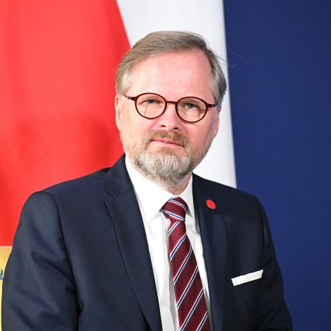 Prime Minister of the Czech Republic Petr Fiala on March 8, 2022, in London, England. (Photo by Leon Neal/Getty Images)