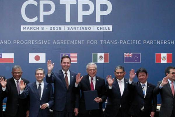 Official picture after signing the rebranded 11-nation Pacific trade pact Comprehensive and Progressive Agreement for Trans-Pacific Partnership (CPTPP) in Santiago, on March 8, 2018. (Getty Images)