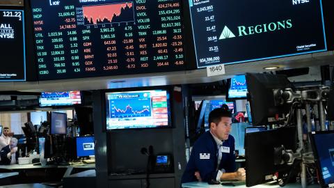 Traders work on the floor of the New York Stock Exchange (NYSE) on September 01, 2022 in New York City. 