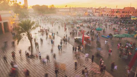 eautiful sunset in the Jemaa El Fna square in the city of Marrakech
