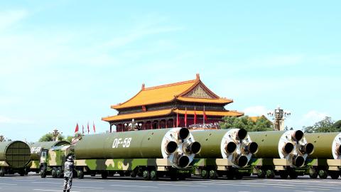 Chinese nuclear missiles during a military parade on September 3, 2015, in Beijing, China. (Xinhua/Pan Xu via Getty Images)