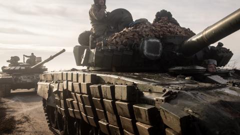 Ukrainian tanks on the move in Kherson, Ukraine, on November 23, 2022. (Chris McGrath/Getty Images)