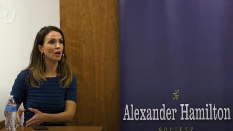 Rebeccah Heinrichs speaks to the Liberty University chapter of the Alexander Hamilton Society.