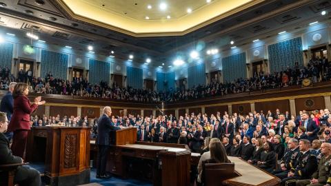 President Joe Biden delivers his State of the Union address, Tuesday, February 7, 2023, on the House floor of the U.S. Capitol in Washington, D.C. (Official White House Photo by Adam Schultz)