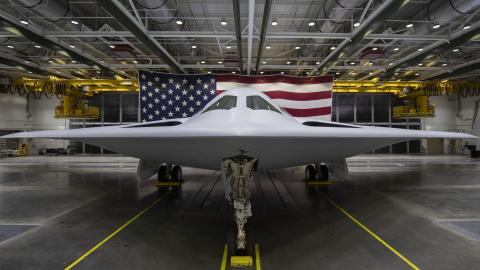 The B-21 Raider was unveiled to the public at a ceremony December 2, 2022 in Palmdale, Calif. Designed to operate in tomorrow's high-end threat environment, the B-21 will play a critical role in ensuring America's enduring airpower capability. (U.S. Air Force photo)