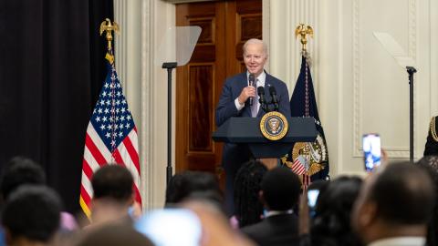 President Joe Biden hosts a screening of the movie “Till”, Thursday, February 16, 2023, in the East Room of the White House. (Official White House Photo by Cameron Smith)