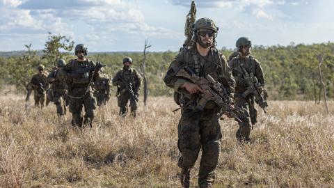 Joint Pacific Forces conduct Air Assault training during the Joint Pacific Multinational Readiness Center (JPMRC) rotation at Townsville Field Training Area (TFTA), Townsville, Australia, August 1, 2023.  (U.S. Army photo by Spc. Mariah Aguilar)