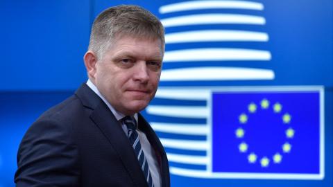 Slovakia's Prime Minister Robert Fico arrives for a Central Europe's so-called Visegrad Four group meeting in Brussels on December 14, 2017. (John Thys/AFP via Getty Images)