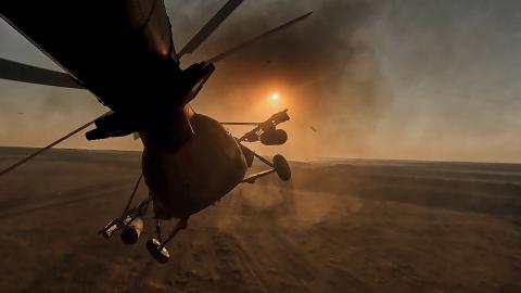 Missiles are launched from a helicopter of Ukraine’s 18th Army Aviation Brigade on September 19, 2023, in Donetsk, Ukraine. (Libkos via Getty Images)