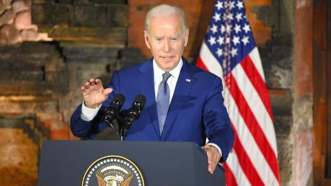 President Joe Biden speaks during a press conference following his bilateral meeting with President Xi Jinping ahead of the G20 summit on November 14, 2022, in Nusa Dua, Indonesia. (The Asahi Shimbun via Getty Images)