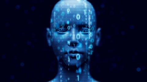 Human AI robot with flowing binary. (Yuichiro Chino via Getty Images)