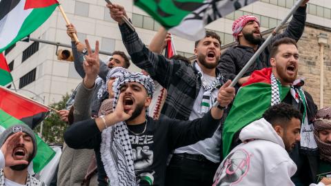 Protesters during a rally in support of Palestinians at the Texas State Capitol in Austin, Texas, on November 12, 2023. (Suzanne Cordeiro/AFP via Getty Images)