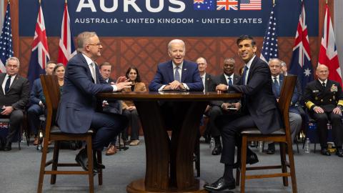 Australia's Prime Minister Anthony Albanese, Prime Minister Rishi Sunak and President Biden take part in a trilateral Meeting on March 13, 2023, in San Diego, United States. (Simon Walker via flickr) 