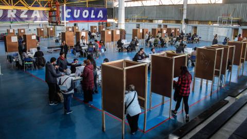 The polling station on the day of the 2023 Chilean Constitutional Council election in Valparaiso, Chile. (Cristobal Basaure Araya/SOPA Images/LightRocket via Getty Images)