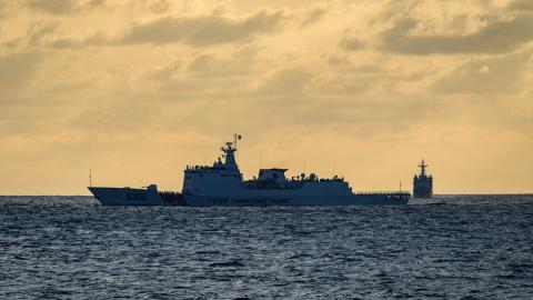 A Philippine Coast Guard vessel and Filipino military personnel stationed in the Spratlys on December 10, 2023, in Palawan, Philippines. (Jes Aznar via Getty Images)