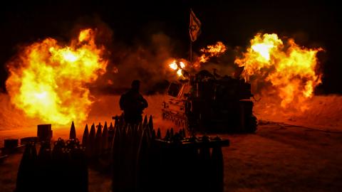 An Israel Defense Forces artillery unit fires towards Gaza near the border on December 11, 2023, in Southern Israel. (Alexi J. Rosenfeld via Getty Images)