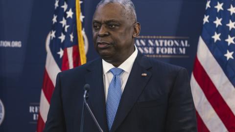 Secretary of Defense Lloyd J. Austin III delivers the keynote address at the 2023 Reagan National Defense Forum at the the Ronald Reagan Presidential Library, Simi Valley, Calif., Dec. 2, 2023. (DoD photo by Chad J. McNeeley)