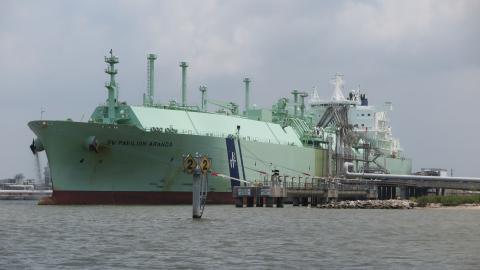  21 June 2023, USA, Sabine Pass: The ship "Pavilion Aranda" on the US Gulf Coast in the border region between Texas and Louisiana around the mouth of Sabine Pass on June 21, 2023. (Julia Naue via Getty Images)