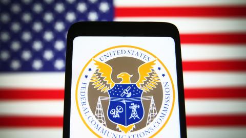 The United States Federal Communications Commission (FCC) seal on a smartphone screen. (Pavlo Gonchar/SOPA Images/LightRocket via Getty Images)