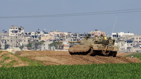 A picture taken from a position in southern Israel along the border with the Gaza Strip on February 5, 2024. (Menahem Kahana/AFP via Getty Images)