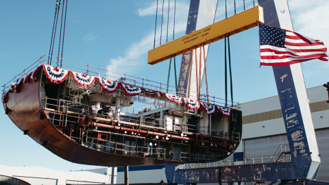 Construction of NSMV Patriot State in Philadelphia. (Courtesy of TOTE Maritime)