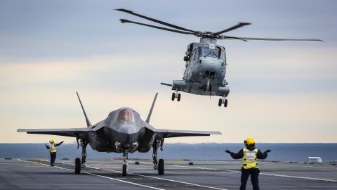 The first ever Shipborne Rolling Vertical Landing (SRVL) has been carried out with an F-35B Lightning II joint strike fighter jet conducting trials onboard the new British aircraft carrier, HMS Queen Elizabeth. (Courtesy photo by Royal Navy)