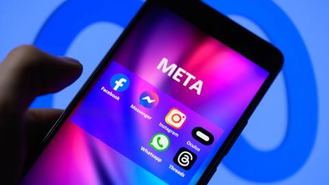 Meta social media icons on a smartphone in Brussels, Belgium, on February 4, 2024. (Photo by Jonathan Raa/NurPhoto via Getty Images)