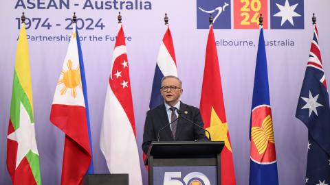 Australian Prime Minister Anthony Albanese speaks during the 2024 ASEAN-Australia Special Summit in Melbourne, Australia, on March 6, 2024. (Photo by George Chan/SOPA Images/LightRocket via Getty Images)