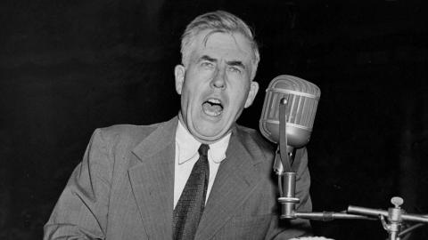 Henry A. Wallace speaking at a meeting of the Political Action Committee at Madison Square Garden on September 11, 1947. (Photo by NY Daily News Archive via Getty Images)
