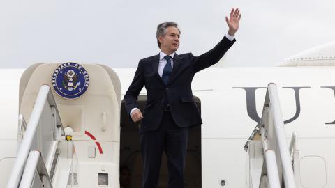 Secretary Antony J. Blinken arrives in Beijing, People's Republic of China, April 25, 2024. (Official State Department photo by Chuck Kennedy)
