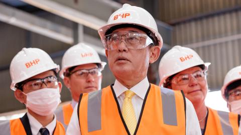 Japanese Prime Minister Fumio Kishida visits the a nickel refinery with Australian Prime Minister Anthony Albanese on October 22, 2022, in Perth, Australia. (Richard Wainwright via Getty Images)