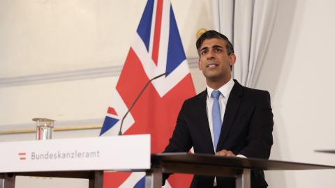 Prime Minister Rishi Sunak meets Austrian Chancellor Karl Nehammer for a bilateral meeting and press conference at the Federal Chancellery in Vienna. Picture by Simon Dawson / No 10 Downing Street