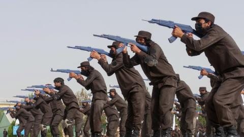 Taliban security forces demonstrate their skills during the ceremony in Guzara district of Herat province on June 22, 2023. (Mohsen Karimi/AFP via Getty Images)