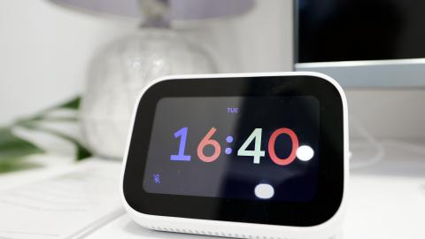 The Mi Smart Clock, a smart clock by Xiaomi that works as an artificial intelligence assistant with Google Assistant, as a speaker, and as a security device together with the Xiaomi Smart Camera c400, is being exhibited in the Xiaomi smart home display during the Mobile World Congress 2023 on March 2, 2023, in Barcelona, Spain. (Photo by Joan Cros/NurPhoto via Getty Images)