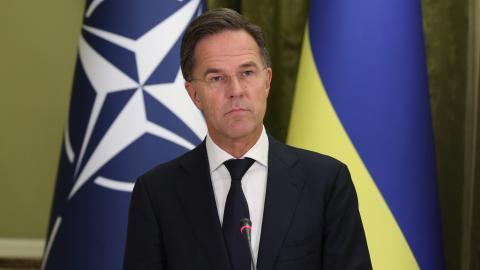 Secretary General of NATO Mark Rutte speaks during a press conference on October 3, 2024, in Kyiv, Ukraine. (Viktor Kovalchuk/Global Images Ukraine via Getty Images)