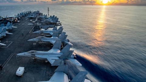 The USS Theodore Roosevelt aircraft carrier transits the South China Sea on May 26, 2024. (DVIDS)
