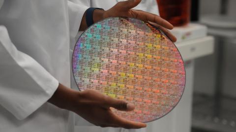 A worker is producing semiconductor products for export to Europe and the United States at a production line in Binzhou, China, on April 1, 2024. (CFOTO/Future Publishing via Getty Images)