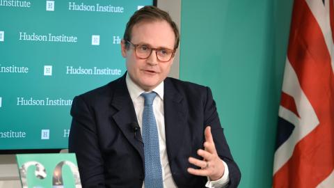 Tom Tugendhat speaks at Hudson Institute on February 10, 2023.