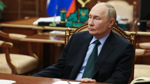 Russia's President Vladimir Putin meets with Yevgeny Balitsky in Moscow on November 18, 2024. (Vyacheslav Prokofyev/AFP via Getty Images)