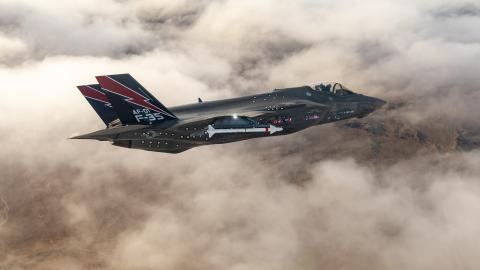An F-35 AF-01 executes a flight science mission over the Mojave Desert on November 26, 2024. (DVIDS)